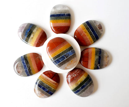 Bonded Chakra Worry Stones, Pocket Crystal, Thumb Stones