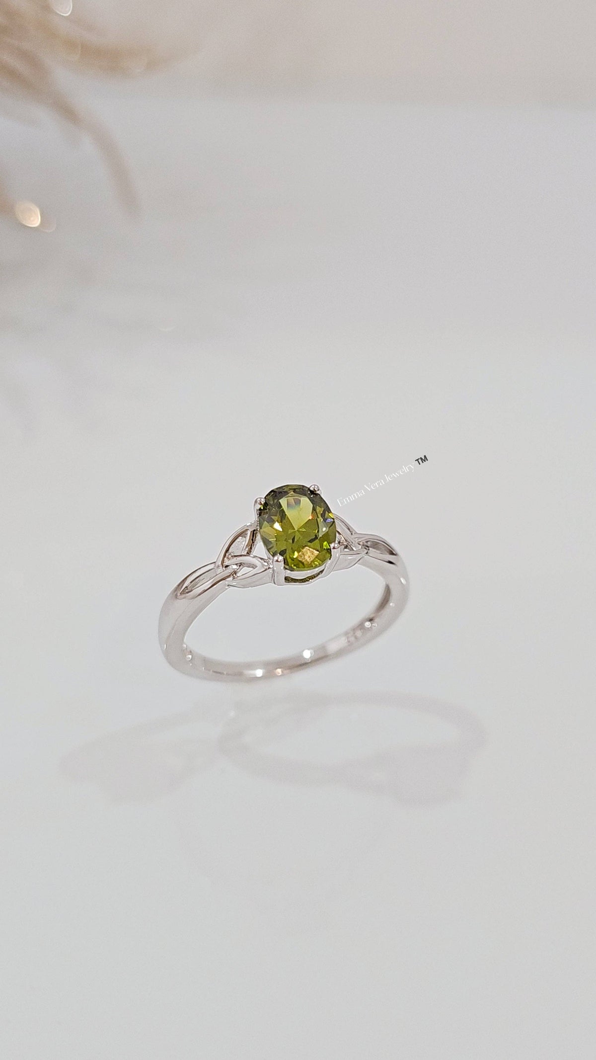 Sterling Silver Peridot Celtic Ring