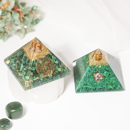 Orgone Pyramid |Synthetic Malachite | Crystal Energy Pyramid