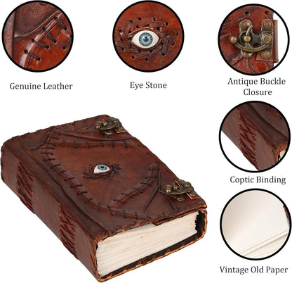 Hocus Pocus Spell Book – Handmade Leather Grimoire with Eye