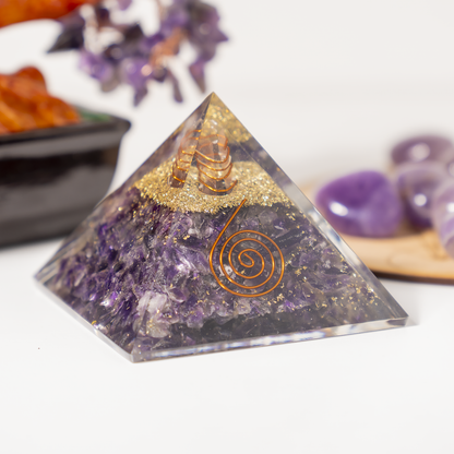 Orgone Pyramid | Amethyst with Crystal Point Orgone Pyramid