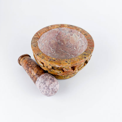 Soap Stone Carved Mortar & Pestle 4"D