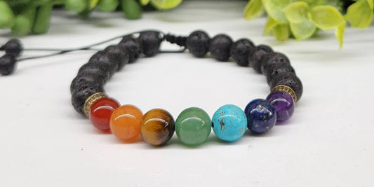 Chakra Semi-Precious Gemstone Adjustable Bracelet 8mm