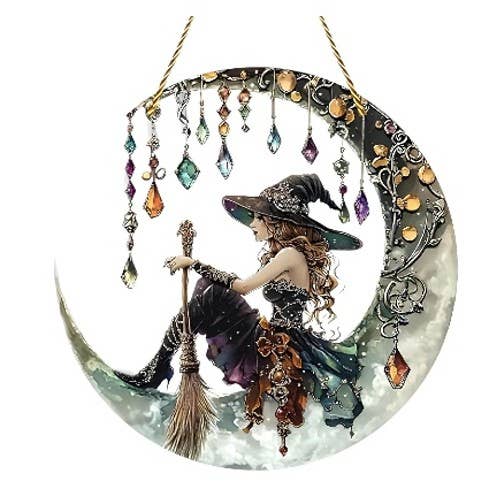 Acrylic Suncatcher - Witch & Gems