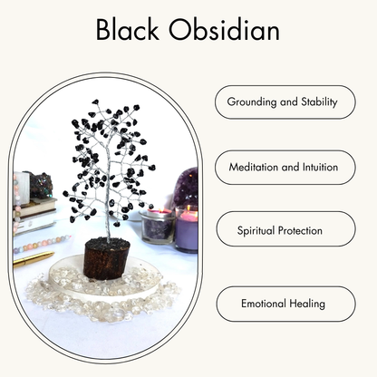 Gemstone Tree | Black Obsidian | Crystal Tree Of Life