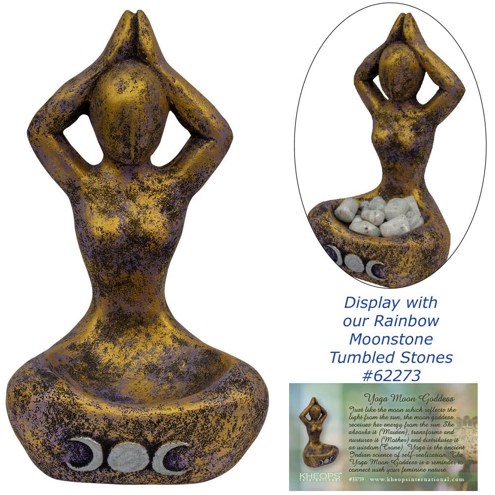 Volcanic Stone Statue - Triple Moon Yoga Goddess