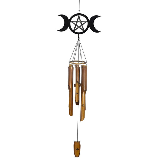 Bamboo Windchime - Triple Moon w/ Pentacle (Each)