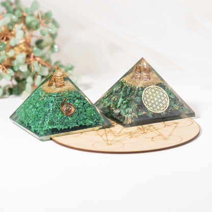 Orgone Pyramid |Synthetic Malachite | Crystal Energy Pyramid