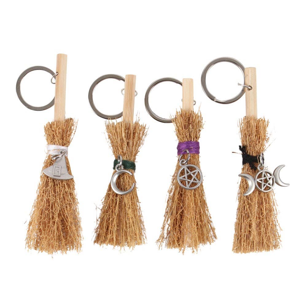 Lucky Broomstick 24PC Keyrings Halloween Decor