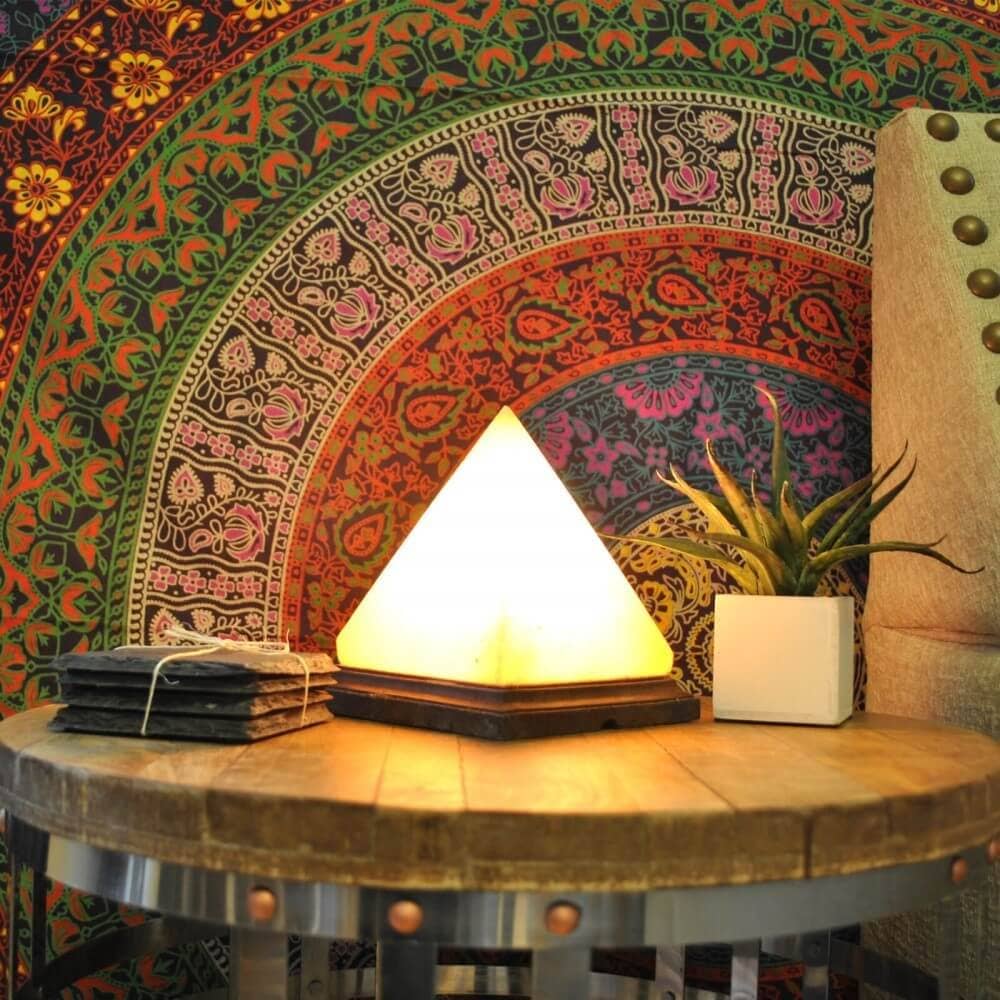 Pyramid Himalayan Salt Lamp (6–9 lb) W/ Bulb & Dimmer Cord