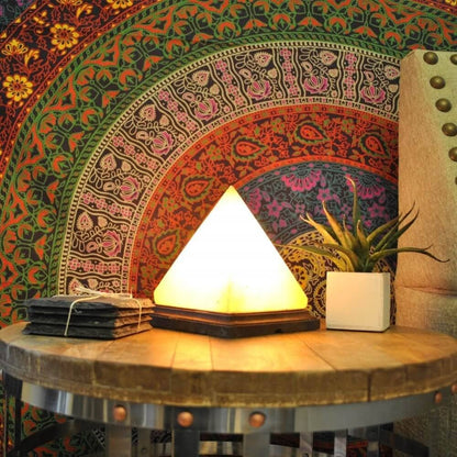 Pyramid Himalayan Salt Lamp (6–9 lb) W/ Bulb & Dimmer Cord