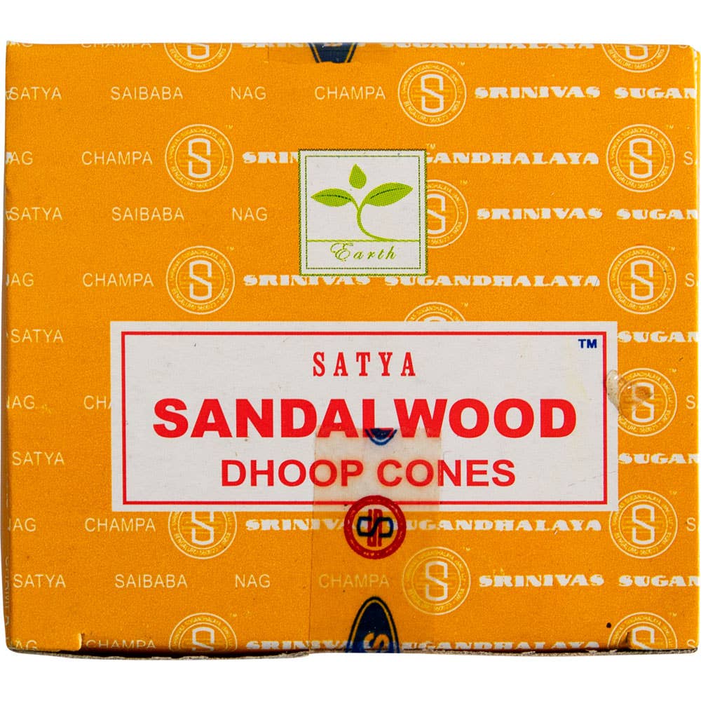 Satya Sandalwood Incense Cones Display Box (Pack of 12)