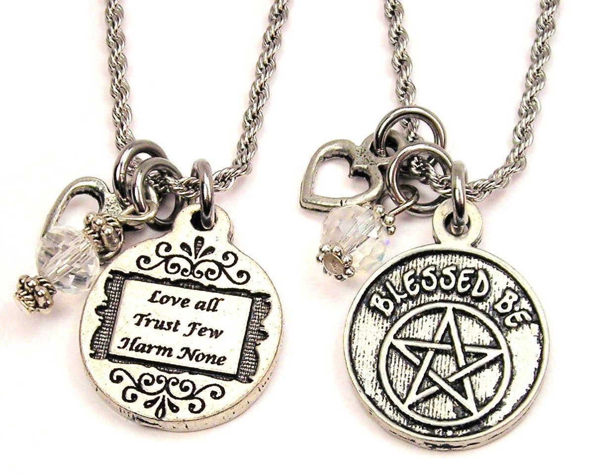 Wiccan Blessed Be Set Of 2 Rope Chain Necklaces Pagan Wicca