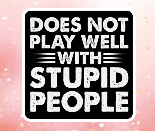 Does Not Play Well With Stupid People Vinyl Sticker Funny