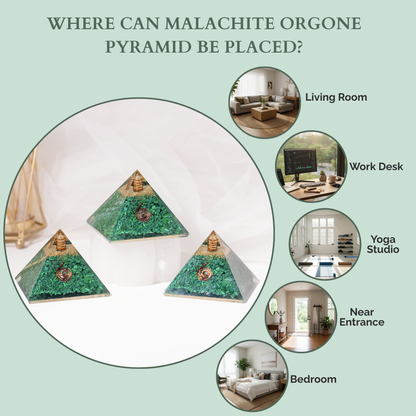 Orgone Pyramid |Synthetic Malachite | Crystal Energy Pyramid