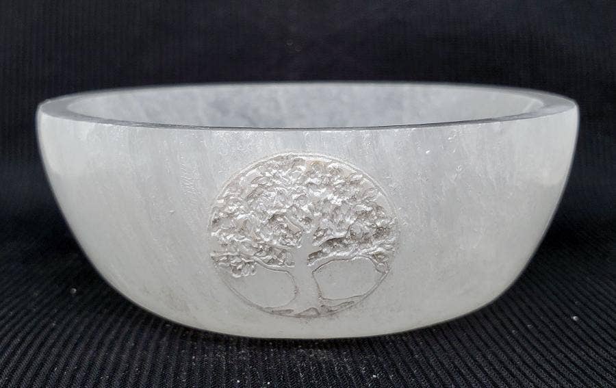 Tree Of Life- White Selenite Bowl 3.5"-4" Diameter
