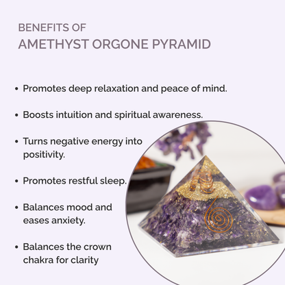Orgone Pyramid | Amethyst with Crystal Point Orgone Pyramid