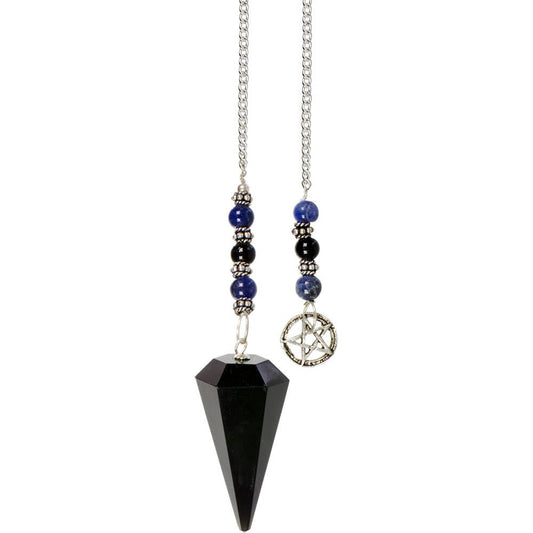 Hexagonal Pendulum Black Obsidian - Pentacle (Each)