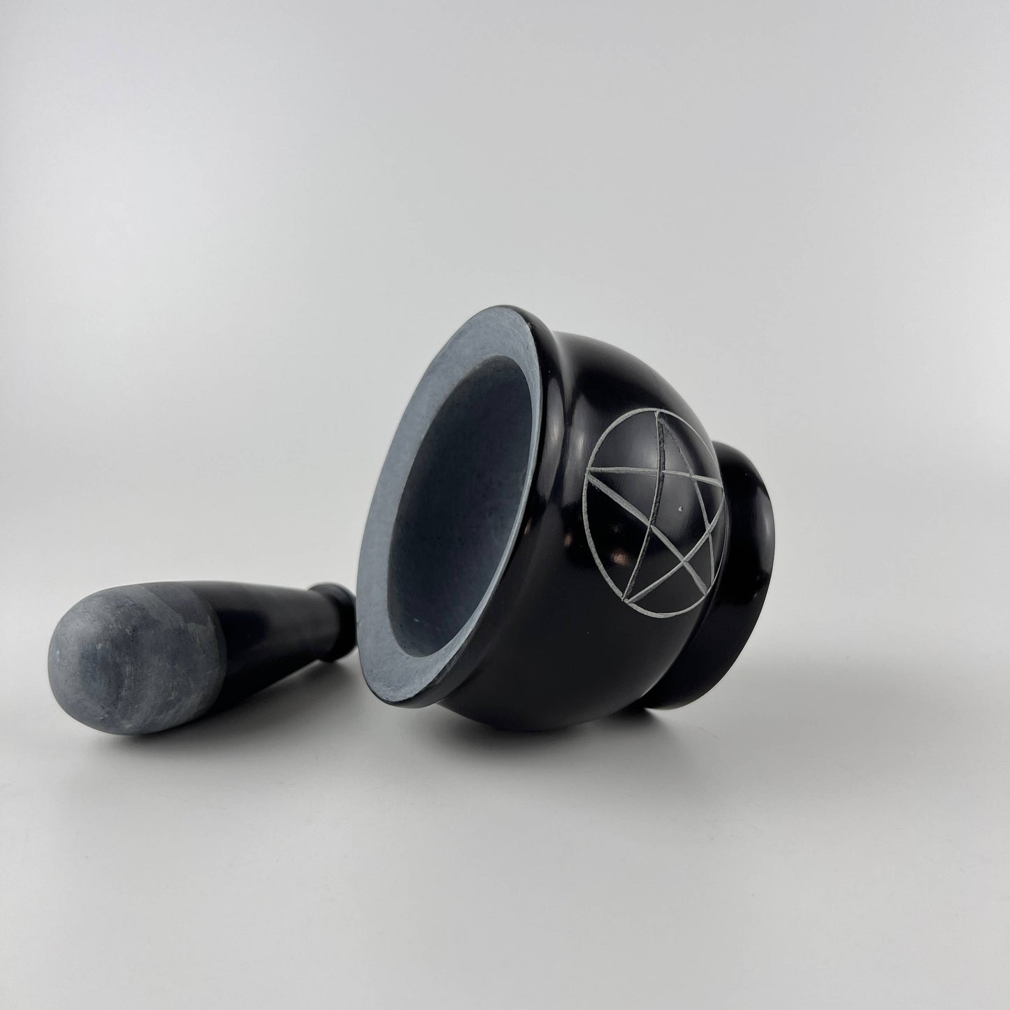 3-Pentacle Soapstone Mortar & Pestle - 3"H, 4"D SBR519