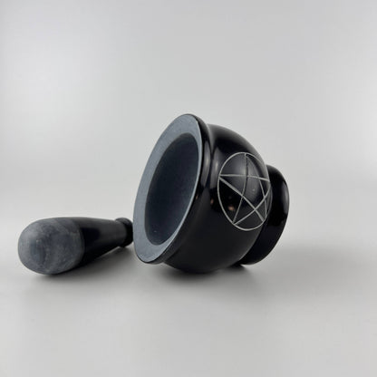 3-Pentacle Soapstone Mortar & Pestle - 3"H, 4"D SBR519