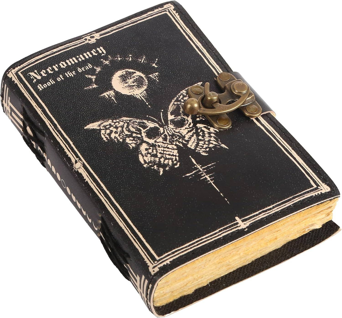 TUZECH Book of Spells Leather Bound Journal Deckle Edge Paper Grimoire Printed Diary Third Eye Notebook Spiral Gothic Notebook Antique Vintage Book for Men and Women