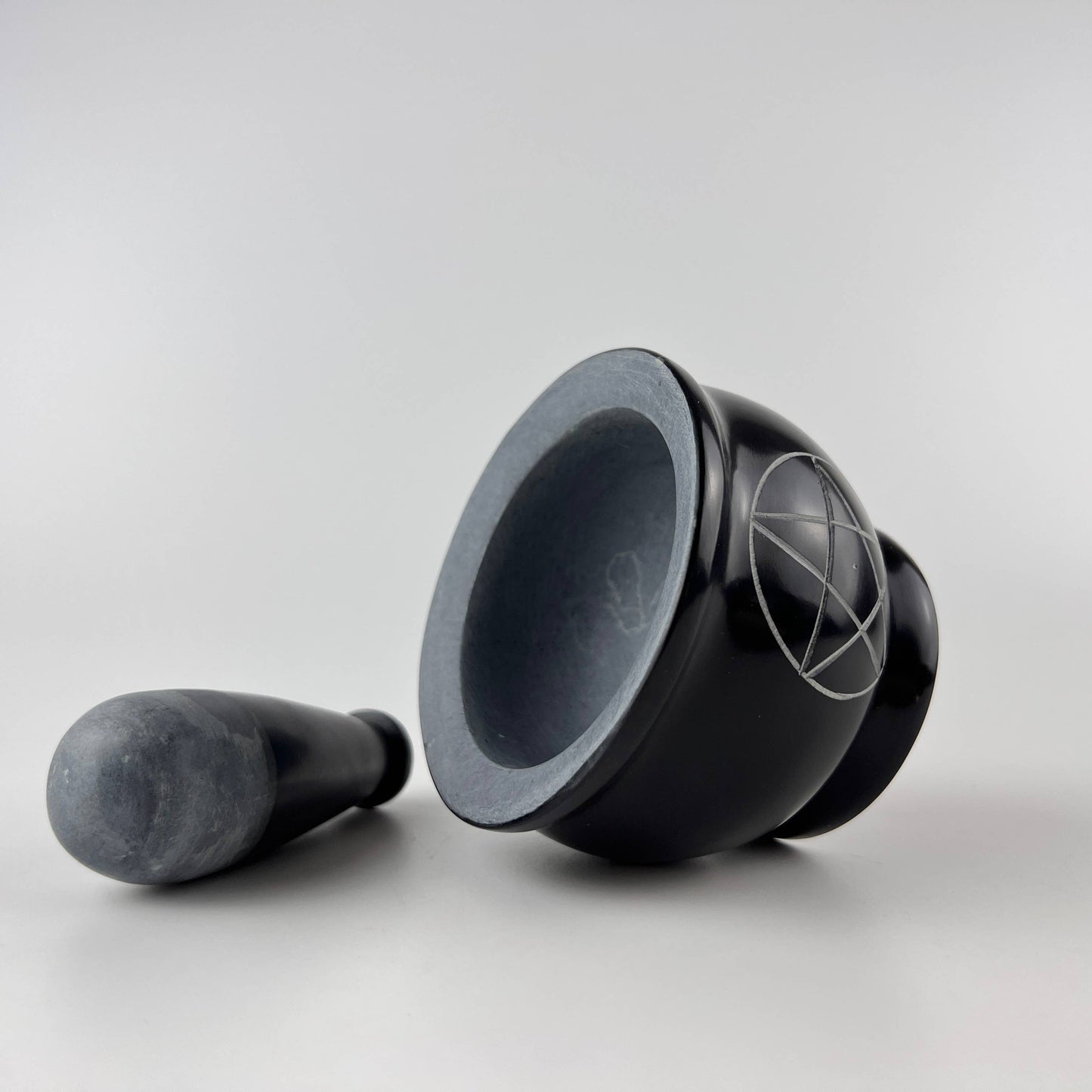3-Pentacle Soapstone Mortar & Pestle - 3"H, 4"D SBR519