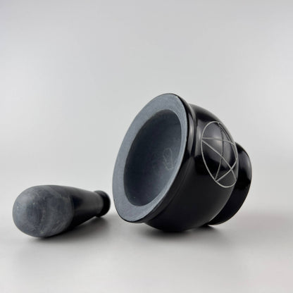 3-Pentacle Soapstone Mortar & Pestle - 3"H, 4"D SBR519