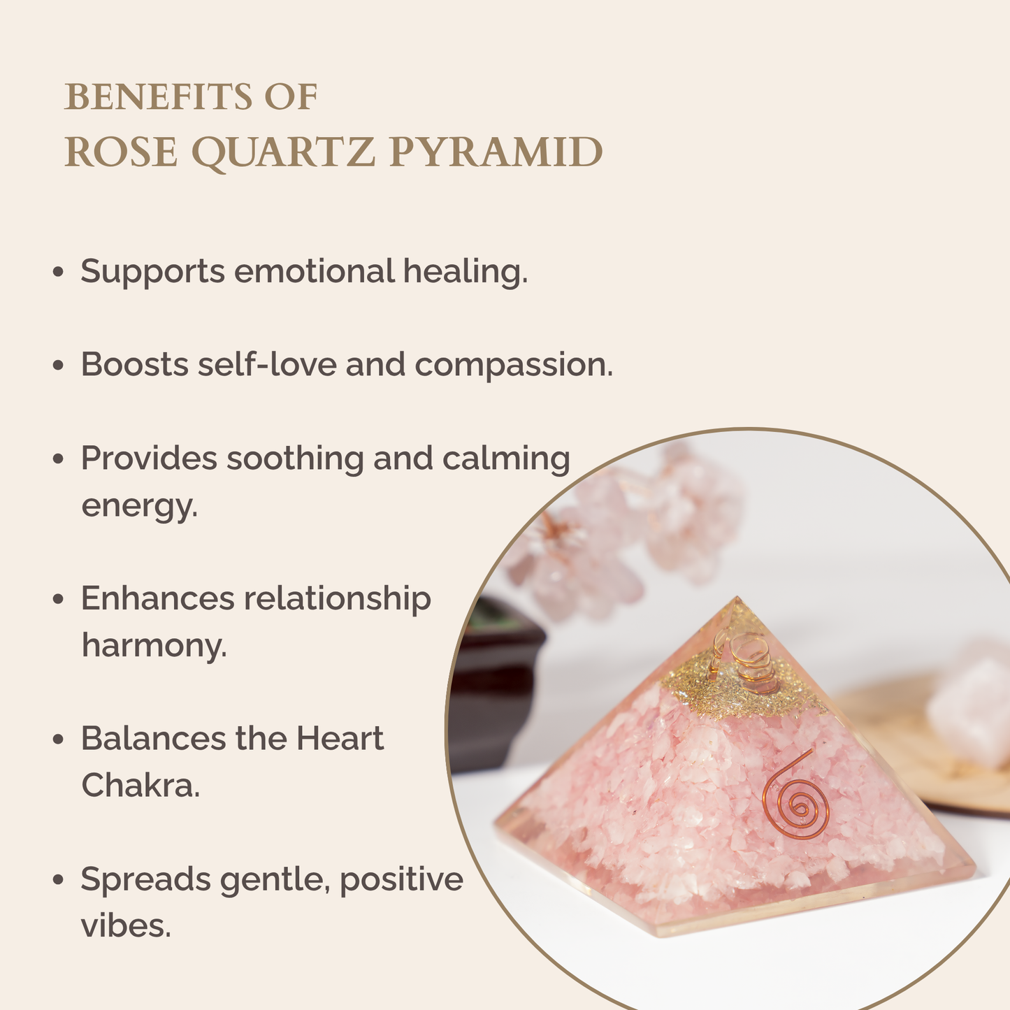 Orgone Pyramid | Rose Quartz with Crystal Point Pyramid