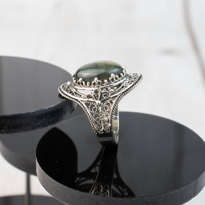 Labradorite Gemstone Filigree Sterling Silver Cocktail Ring