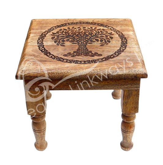 (PC)ALTAR TABLE - MANGO WOOD ENGRAVED TREE OF LIFE 9 X 8"H