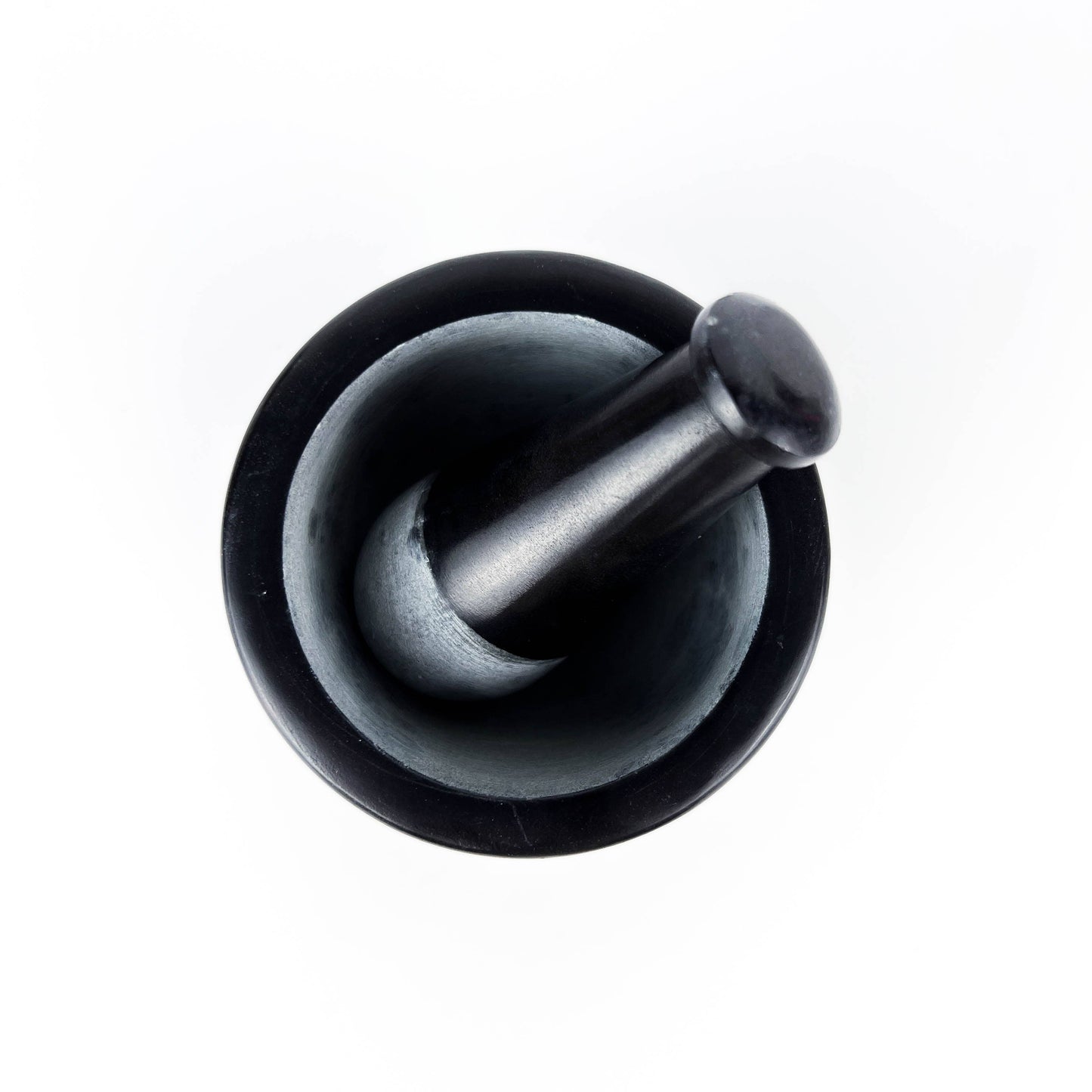 Black Carved Soapstone Mortar & Pestle 2.5"H, 3"D