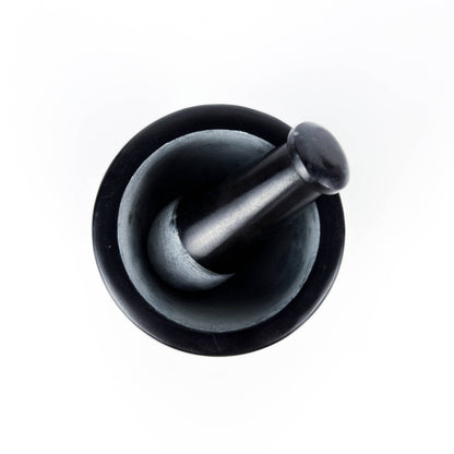 Black Carved Soapstone Mortar & Pestle 2.5"H, 3"D