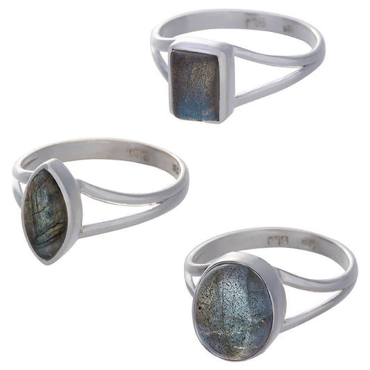 Labradorite Cabochon Split Shank Ring 9-15mm H