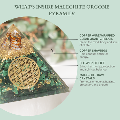 Orgone Pyramid |Synthetic Malachite | Crystal Energy Pyramid