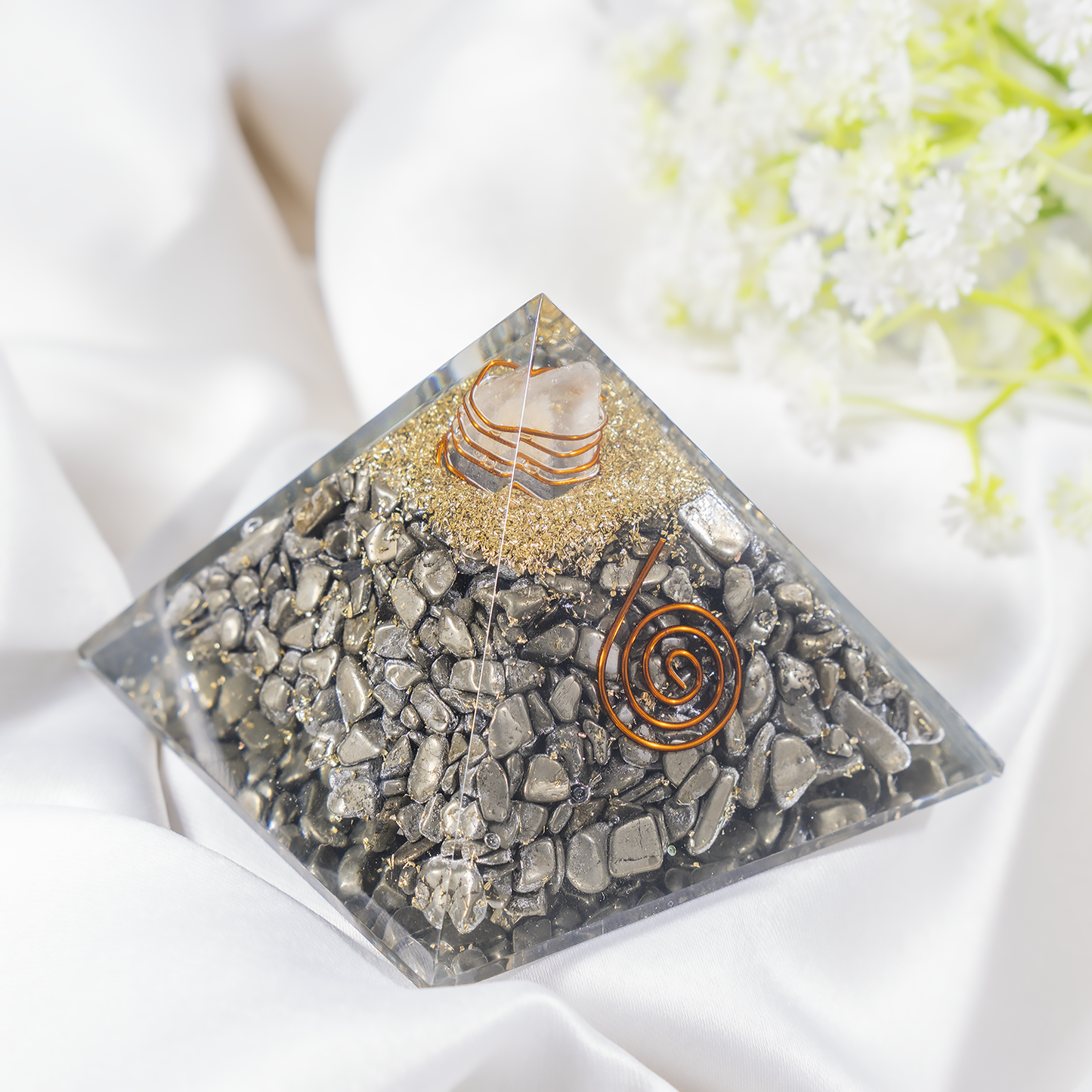 Orgone Pyramid | Pyrite | Healing Crystal | Gemstone Pyramid
