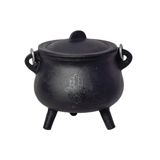 Cast Iron Cauldron - Hand of Hamsa (6 in.)