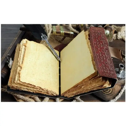TUZECH Handmade Personalized Crescent Office Home Daily Use, Hocus Pocus Poem Writing Beautiful Pure Leather Stone Leather Bound Journal Moon with Brown Stone, C-Lock for Men and Women