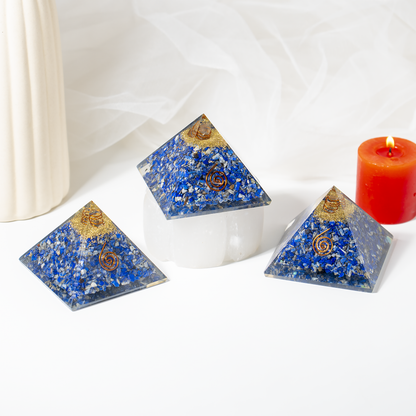 Orgone Pyramid | Lapis Lazuli with Crystal Point Pyramid