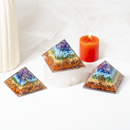 Orgone Pyramid | 7 Chakra Pyramid | Crystal Energy Pyramid