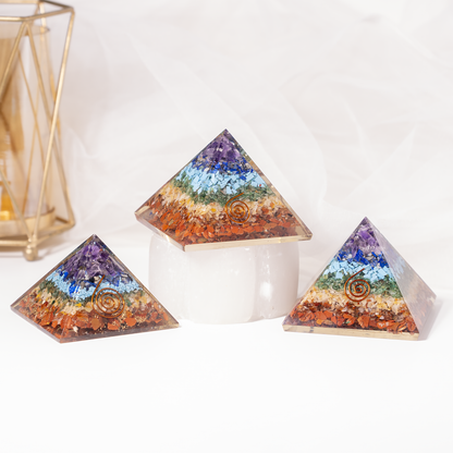 Orgone Pyramid | 7 Chakra Pyramid | Crystal Energy Pyramid