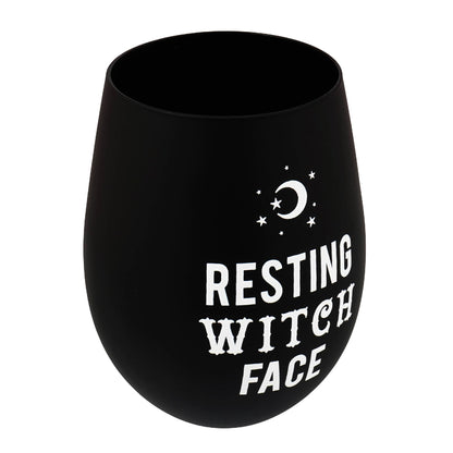Resting Witch Face Stemless Wine Glass