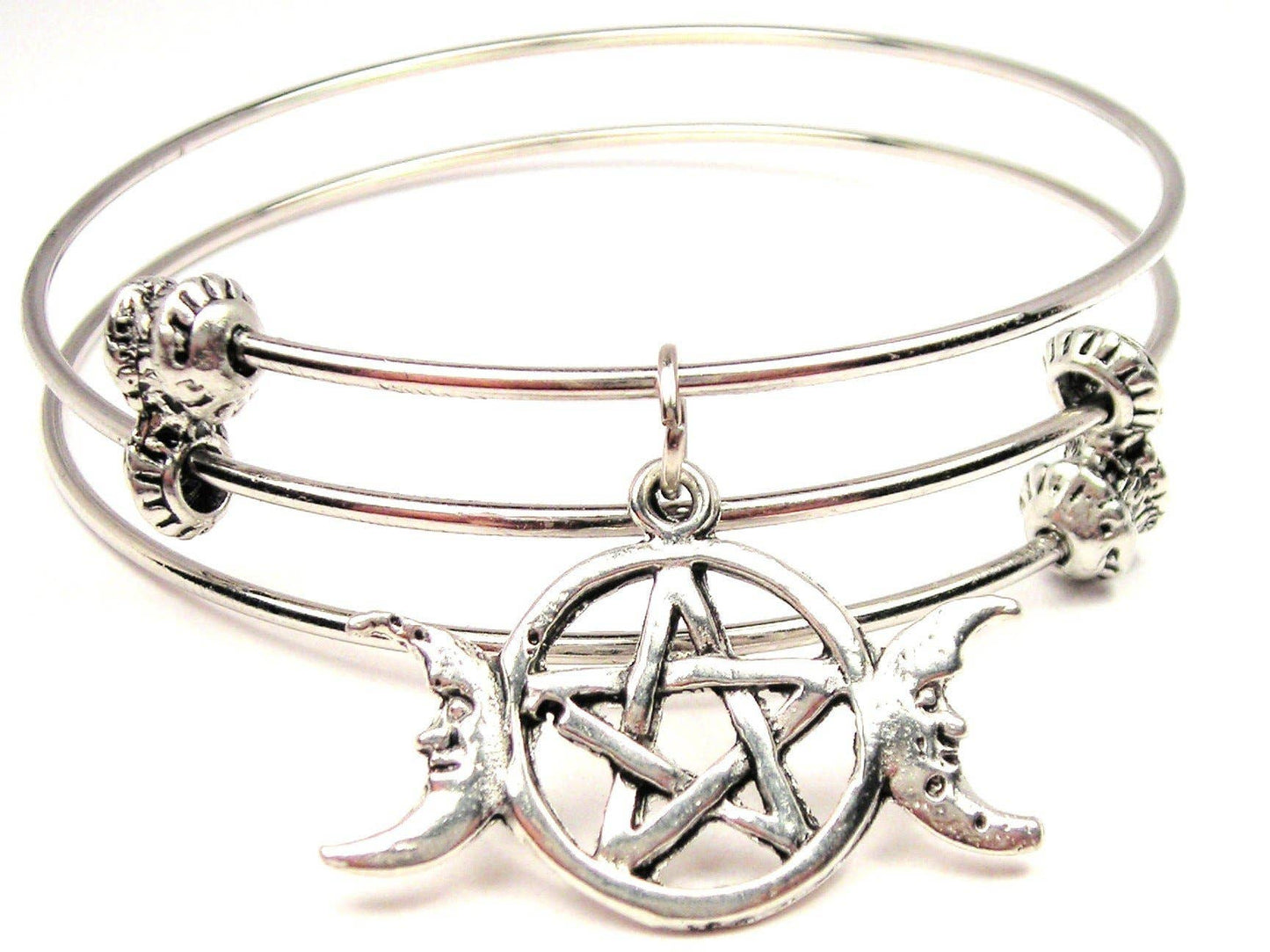 Triple Moon Pentacle Triple Style Bangle Wiccan Pagan Spell