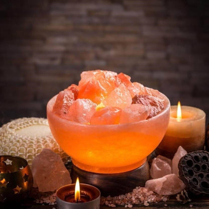 Fire Bowl Himalayan Salt Lamp (6–9 lb) W/ Bulb & Dimmer Cord