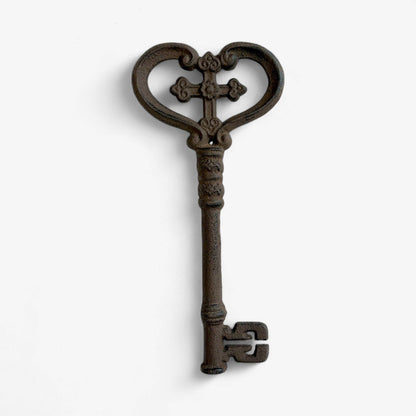 Decorative Skeleton Key, Oversized Cast Iron Wall Hanging, 11"