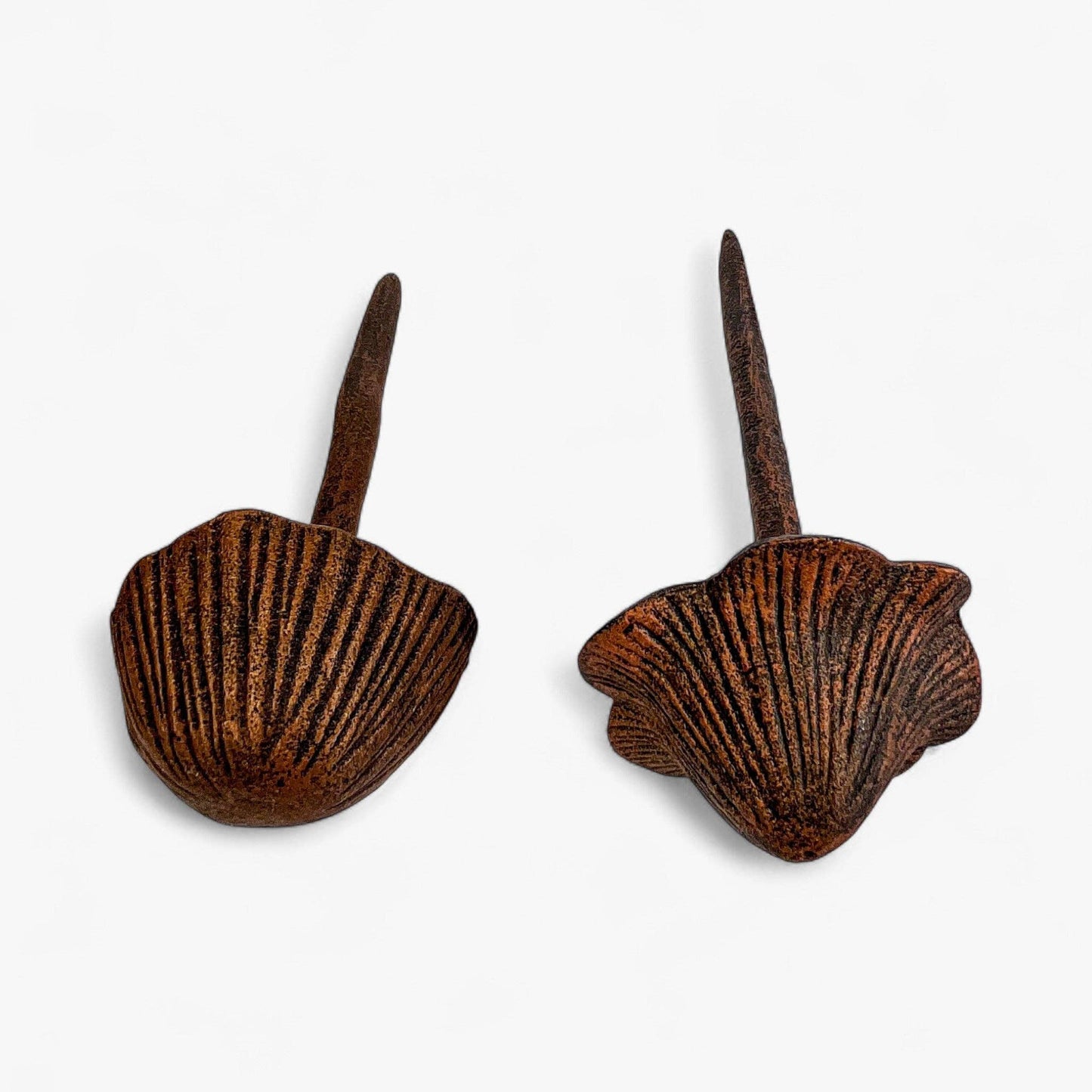 Mushroom Garden Stakes, Cast Iron Set of 2, Aged Copper Finish, 13"