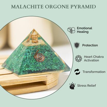 Orgone Pyramid |Synthetic Malachite | Crystal Energy Pyramid