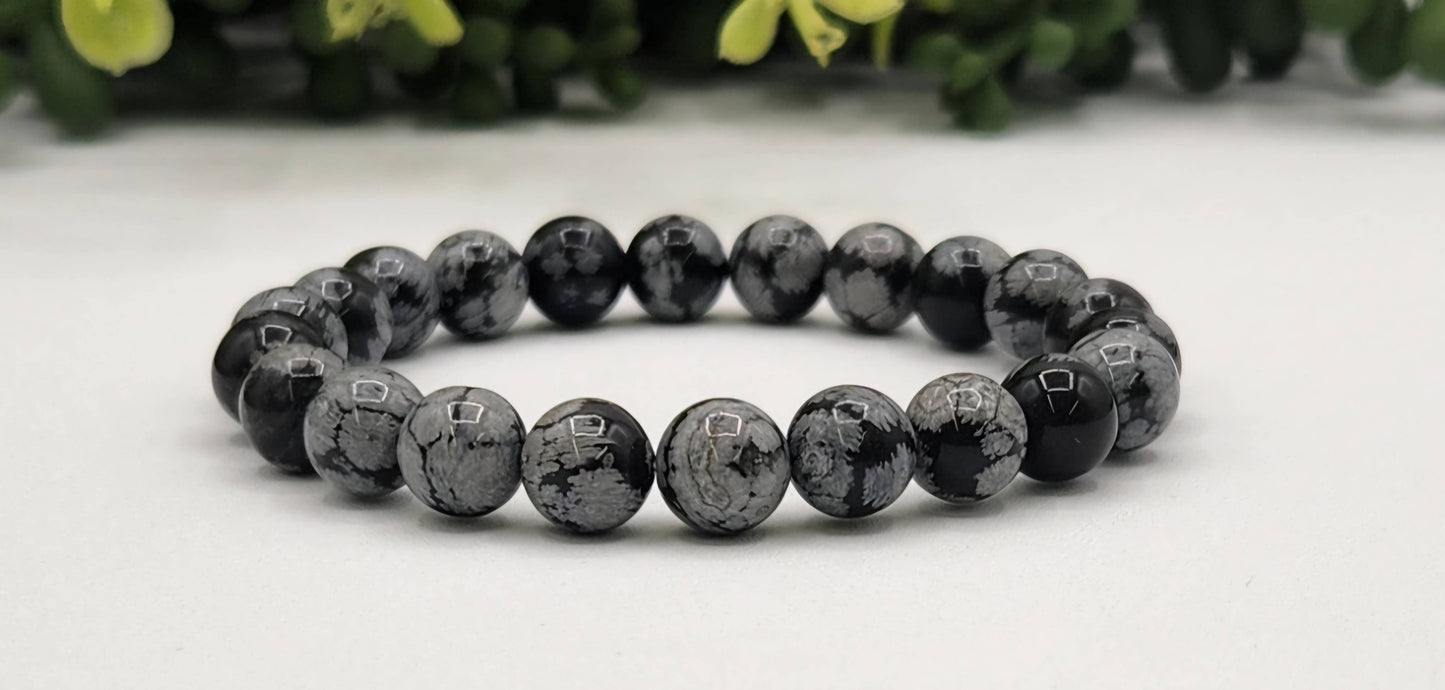 Snowflake Obsidian 8mm (5 Pack) Stretchable Bracelet-7.5"L