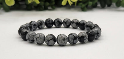 Snowflake Obsidian 8mm (5 Pack) Stretchable Bracelet-7.5"L