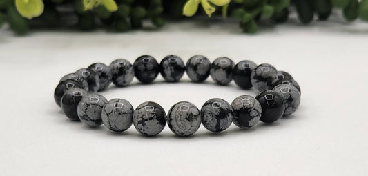 Snowflake Obsidian 8mm (5 Pack) Stretchable Bracelet-7.5"L