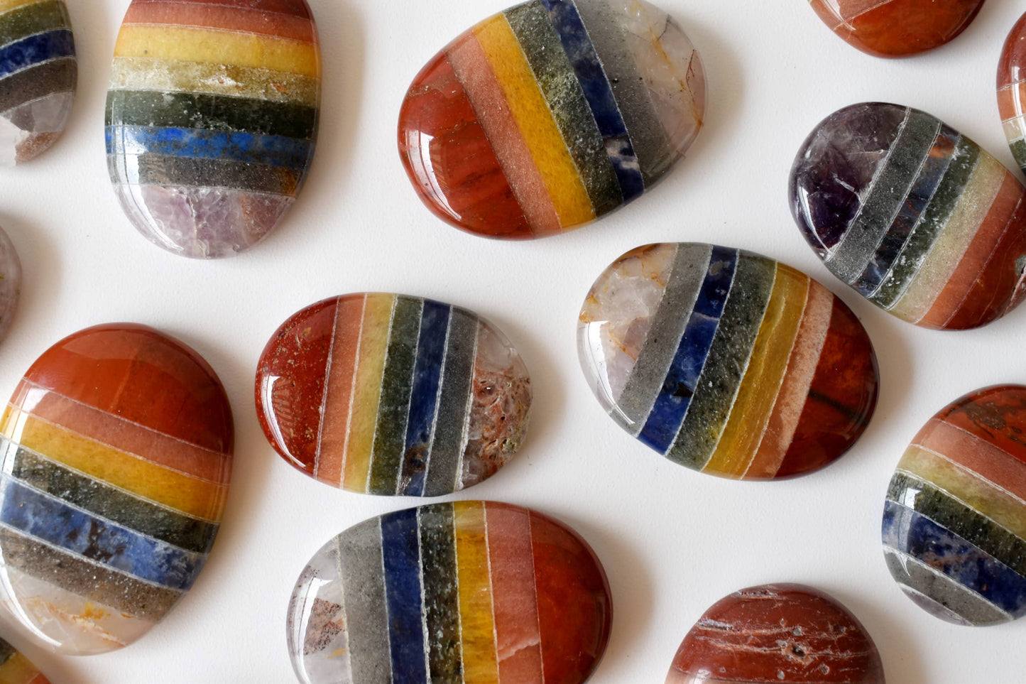Bonded Chakra Worry Stones, Pocket Crystal, Thumb Stones